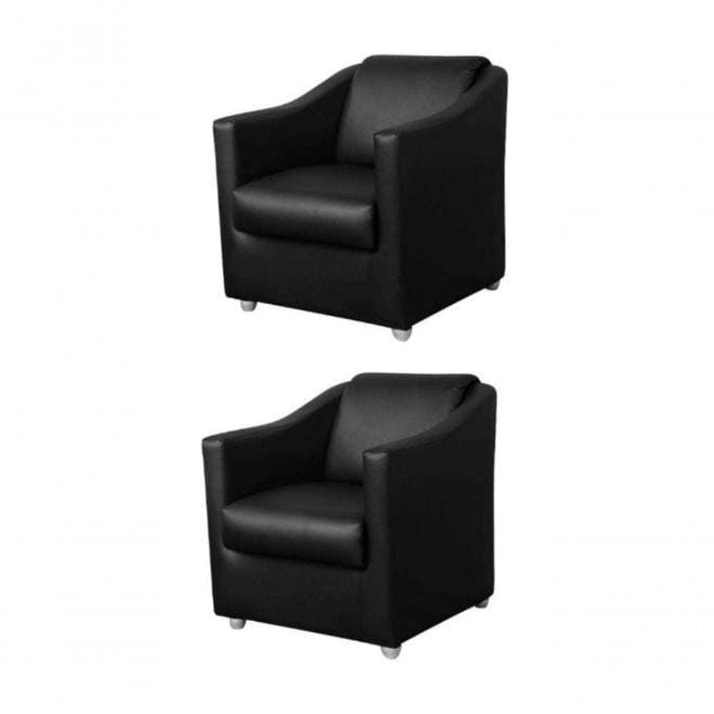 Kit 2 Poltrona Decorativa Para Recepção Sofia Preta Corino