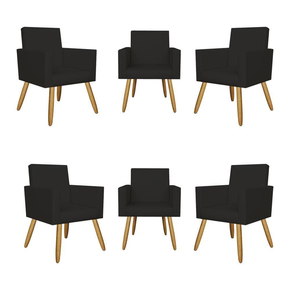 Kit 6 Poltronas Decorativa Cadeira Recepção Courino