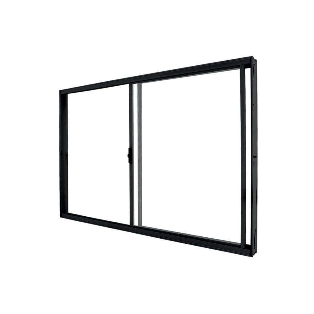Janela de Correr Abertura Direita Exclusiva 2 Folhas Vidro Liso 100x120cm CRV Portas e Janelas Preto