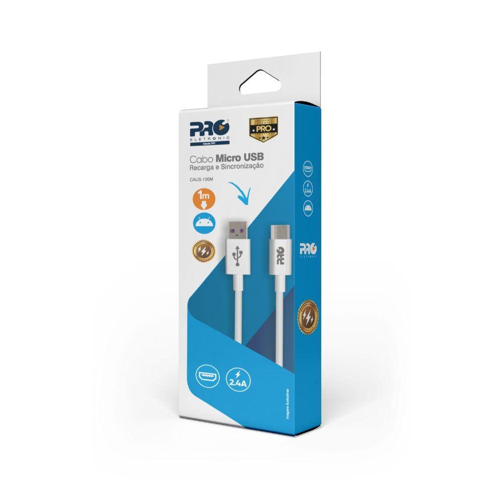 Cabo USB Proeletronic para Celular Tipo Micro USB 1MT - CAUS-100M