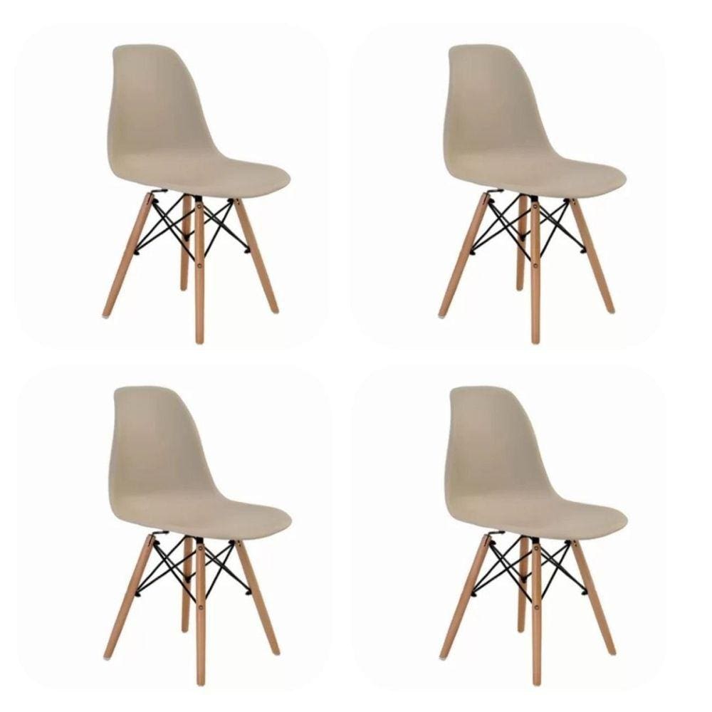 Conjunto 4 Cadeiras Eiffel PP Base Madeira Desmontada Rivatti Nude