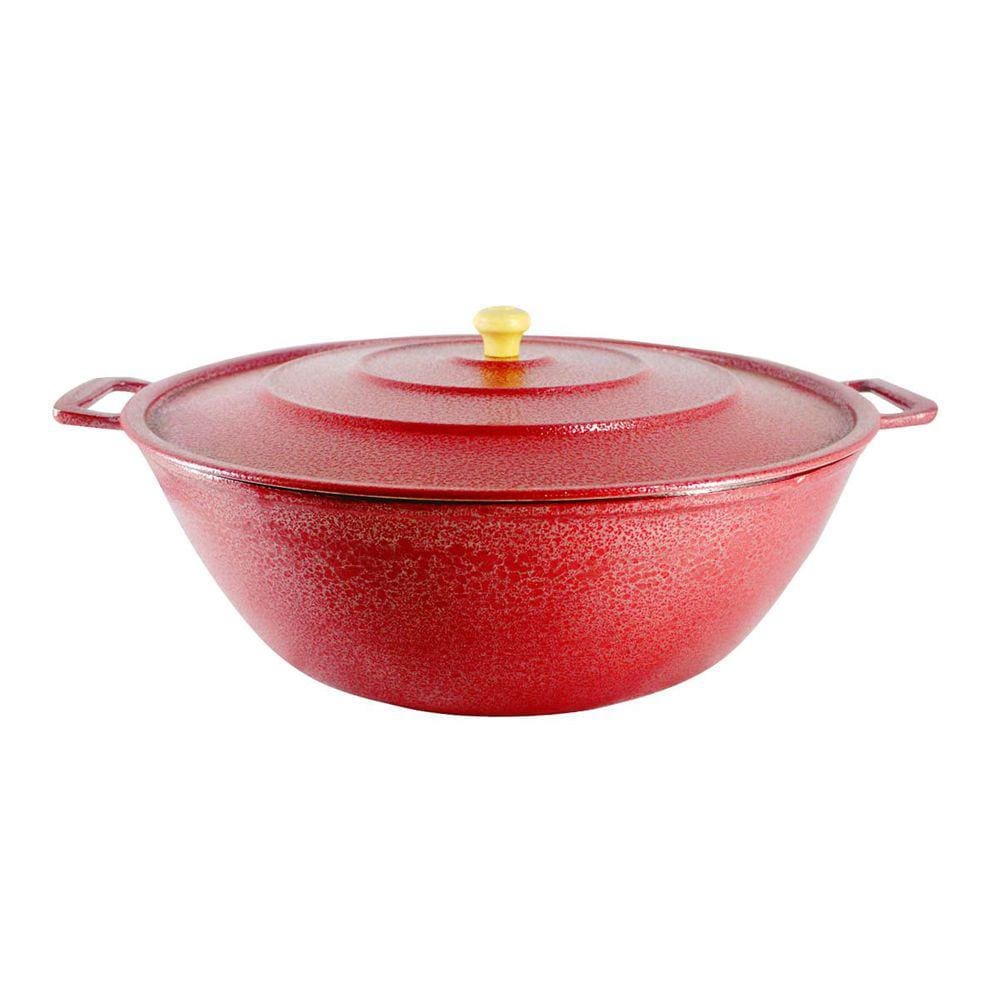 Tacho Restaurante Alça de Alumínio Fundido Craqueado Vermelho 60cm
