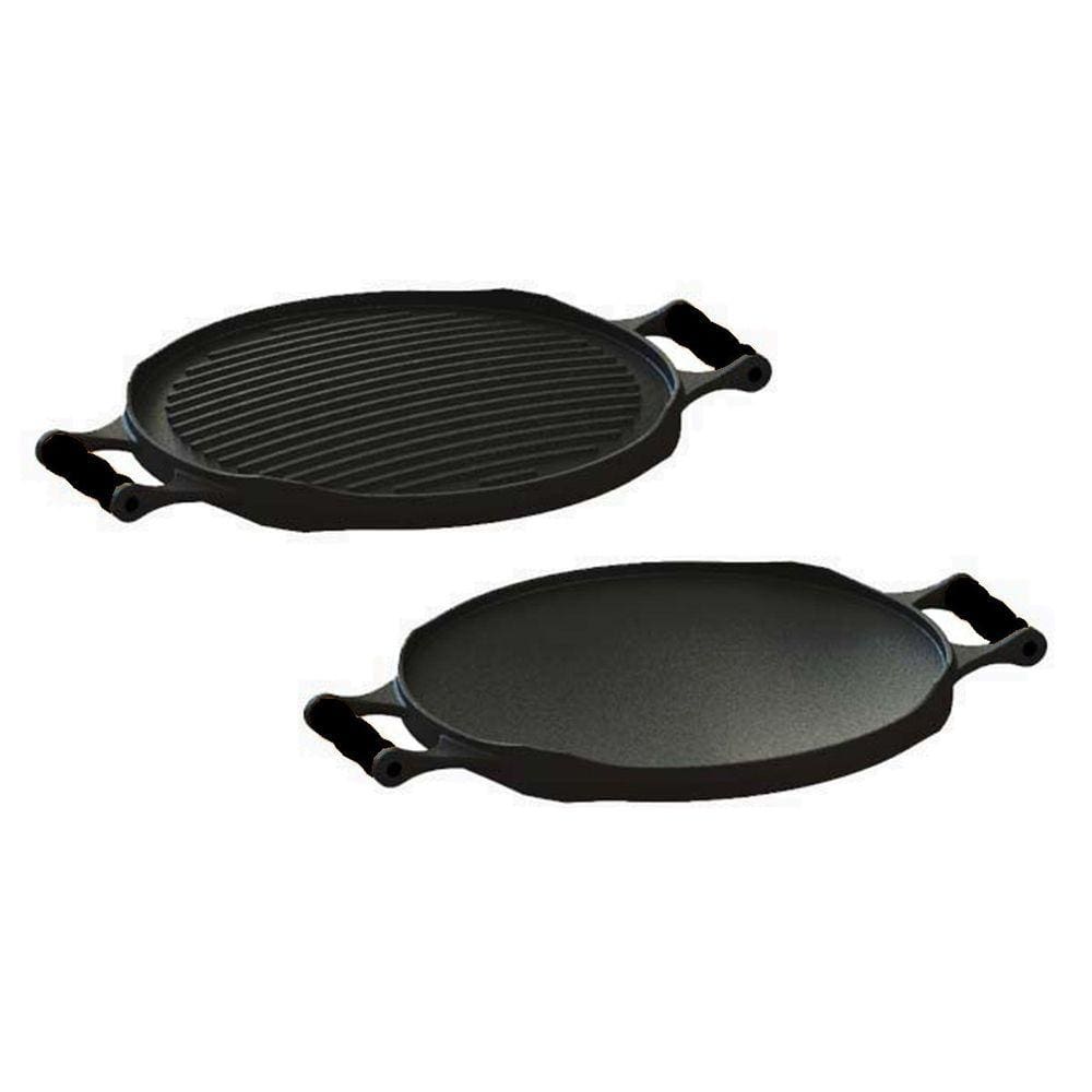 Bifeteira Redonda Preto Dupla Face Em Ferro Fundido 33 Cm