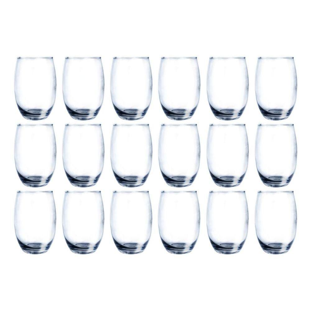 Conjunto 18 Copos Vidro Bellagio 450ml Grande Transparente