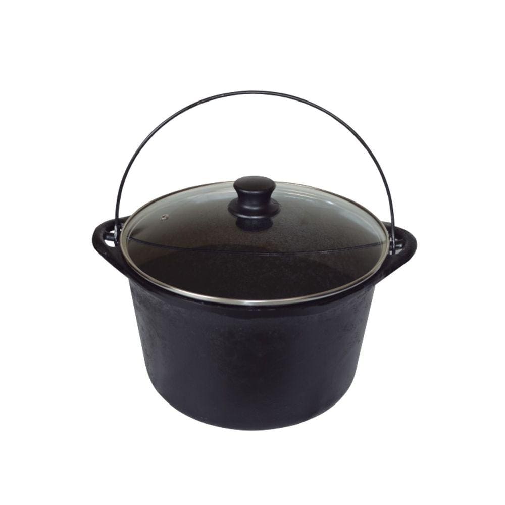Panela Ferro Fundido Caldeirão Antigo Tampa Vidro 28cm 6L