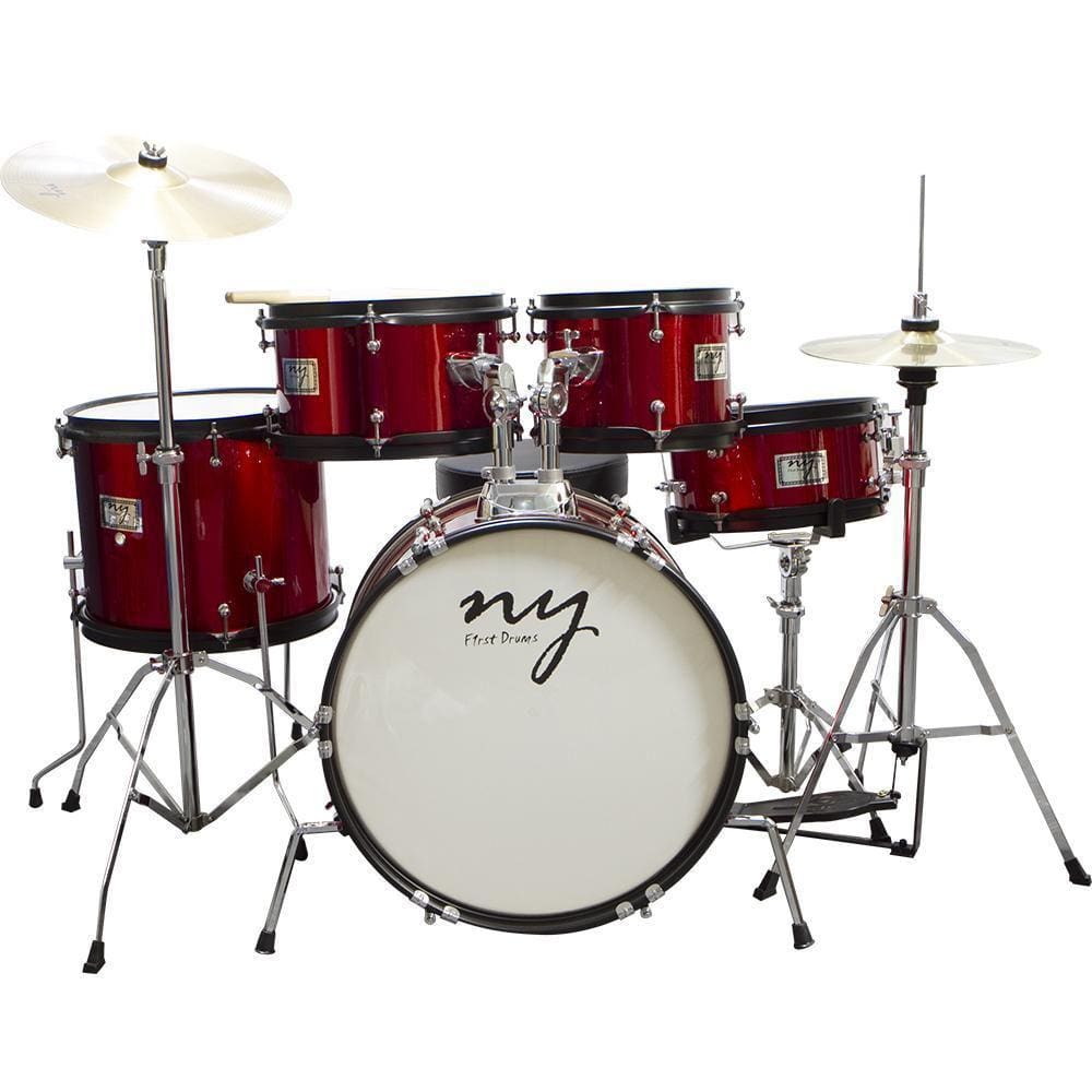 Bateria Acústica Infantil Junior 2T Vermelha Banco New York