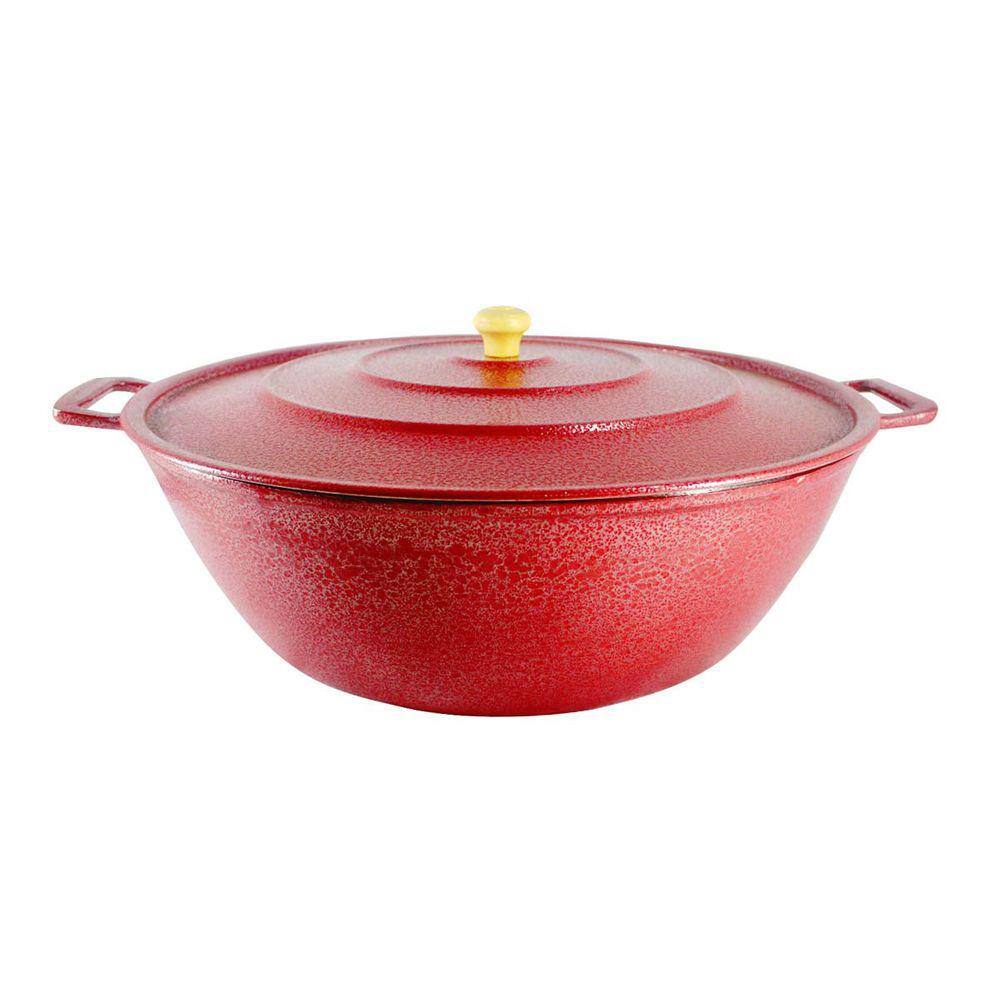 Tacho Restaurante Alça de Alumínio Fundido Craqueado Vermelho 70cm