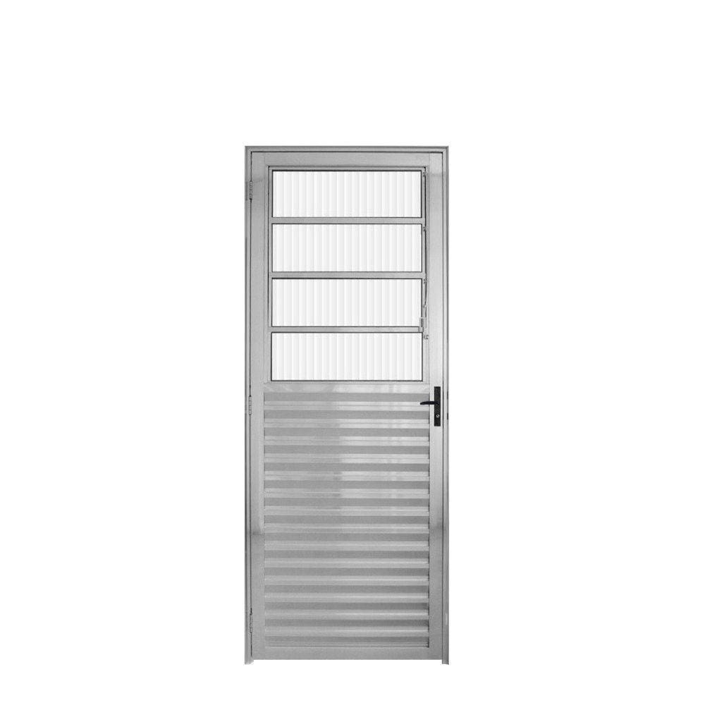 Porta de Alumínio com Basculante 210x80cm Lado Direito Hale Esquadrias