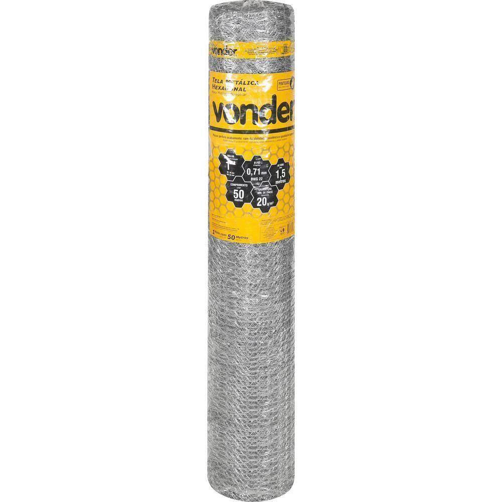 Tela Metálica Pinteiro Hex Malha 1`` Bwg22 1,5m 50m Vonder