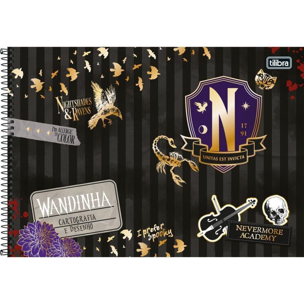 Caderno Desenho Univ Capa Dura Wandinha 80Fls.
