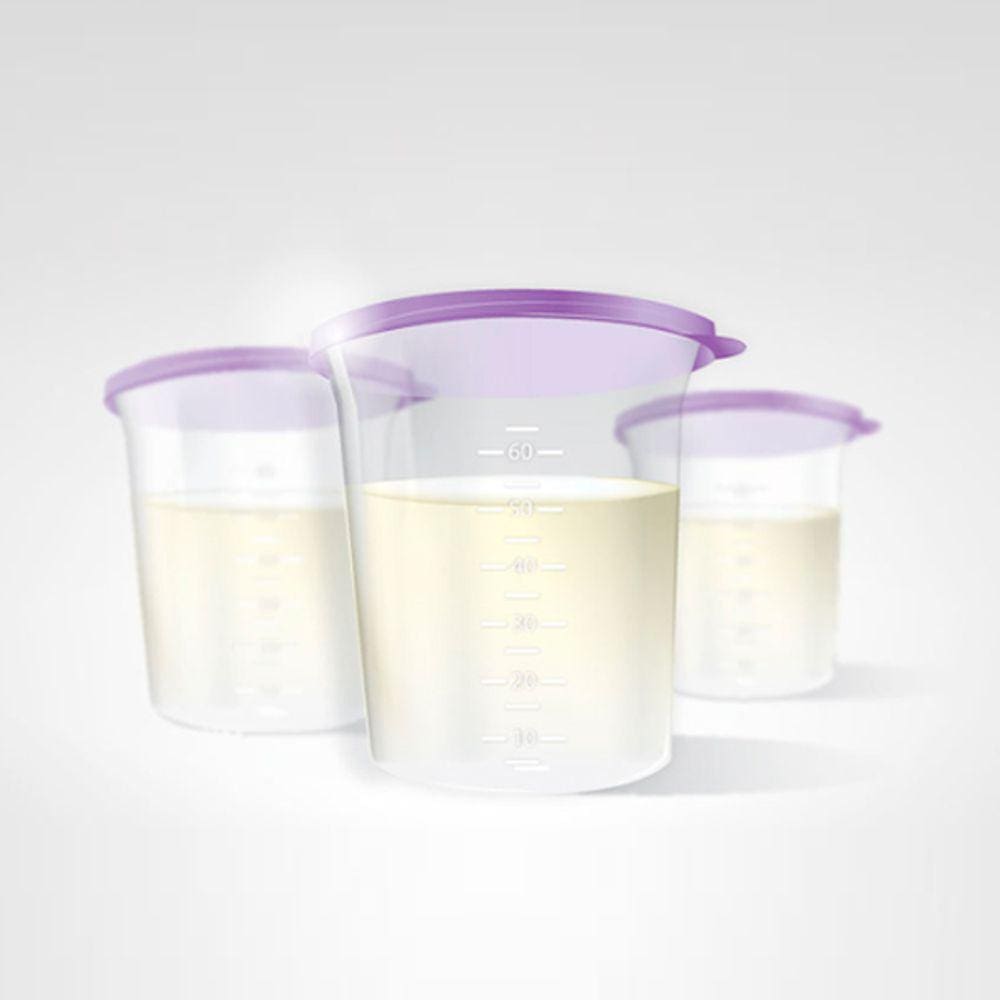 Kit com 3 Copos Dosadores Pote para Leite Materno 60ml com Tampa Alleite