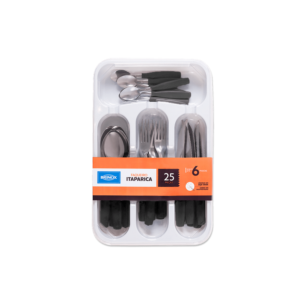 Faqueiro Brinox Itaparica 25 Peças Preto