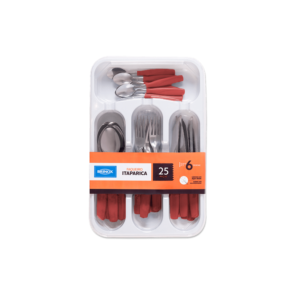 Faqueiro Brinox Itaparica 25 Peças Vermelho
