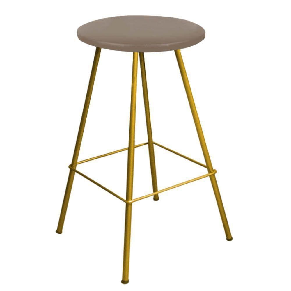 Banqueta Alta Eiffel Industrial Bistrô Ferro Dourado Bege