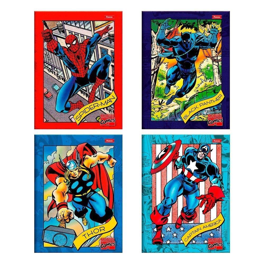 Caderno Costurado Foroni Universitário Capa Dura Marvel 80 Folhas - Embalagem com 5 Unidades