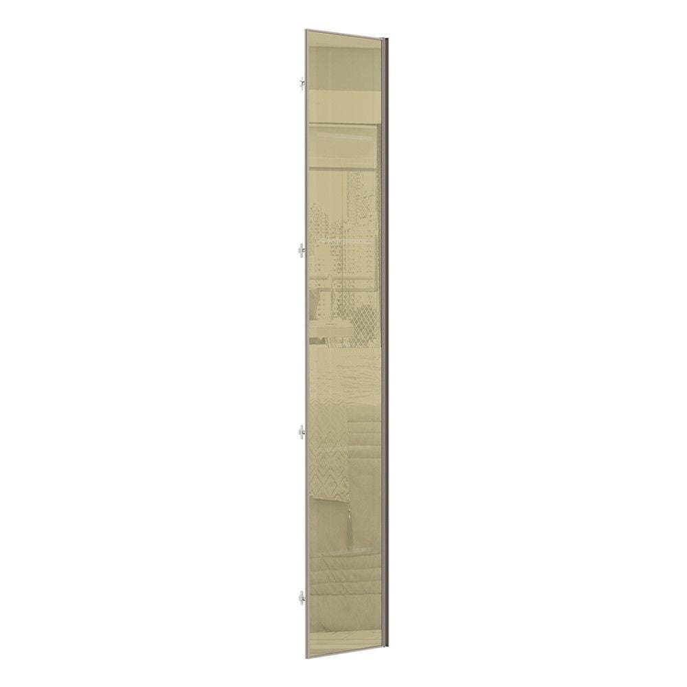Porta para Roupeiro Closet Canto Diagonal 40cm Puxador Perfil Champagne com Vidro Luciane Móveis