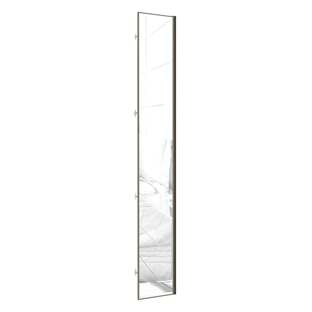 Porta para Roupeiro Closet Canto Individual 40cm Puxador Perfil Inox com Espelho Luciane Móveis