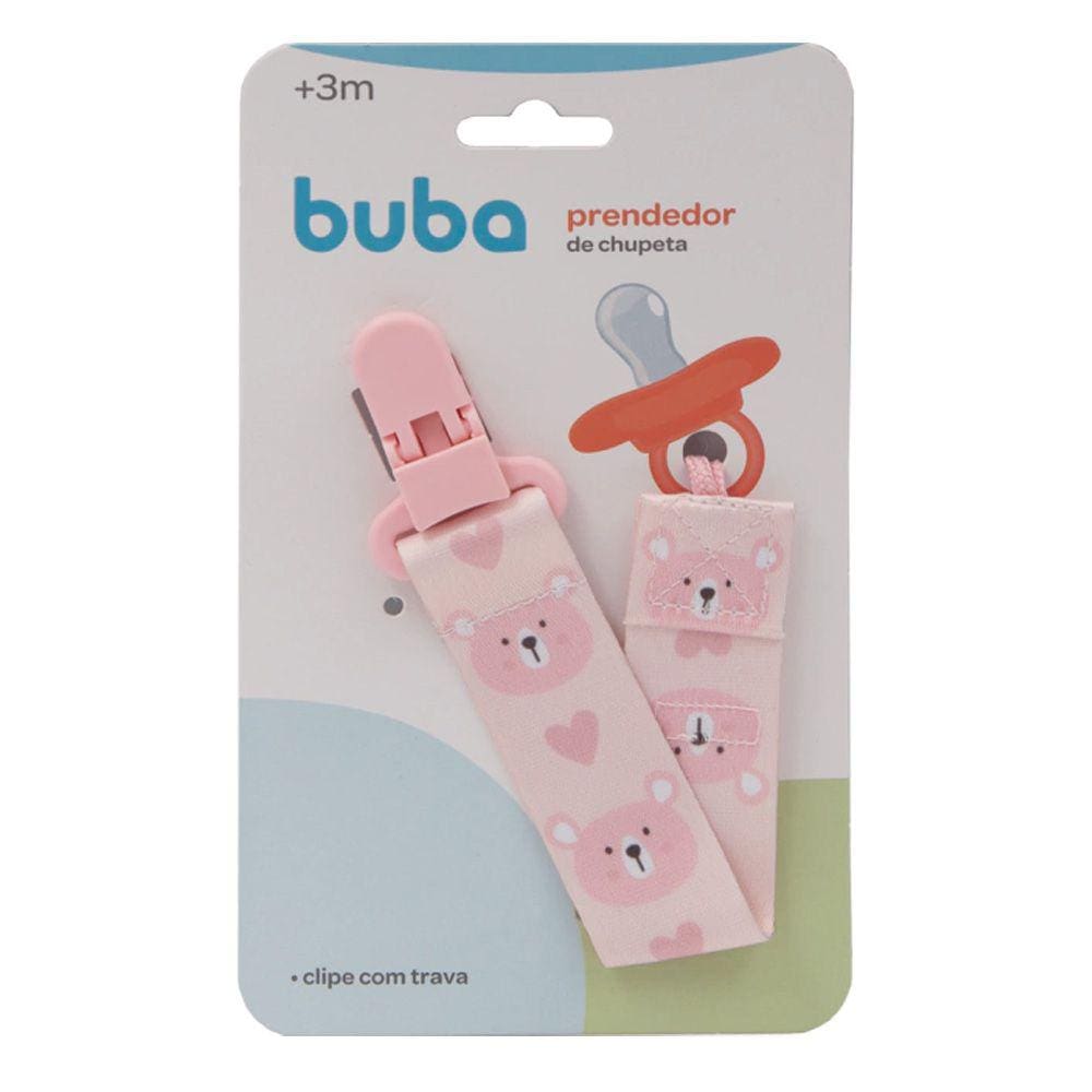 Prendedor De Chupeta Ursinho Rosa Buba