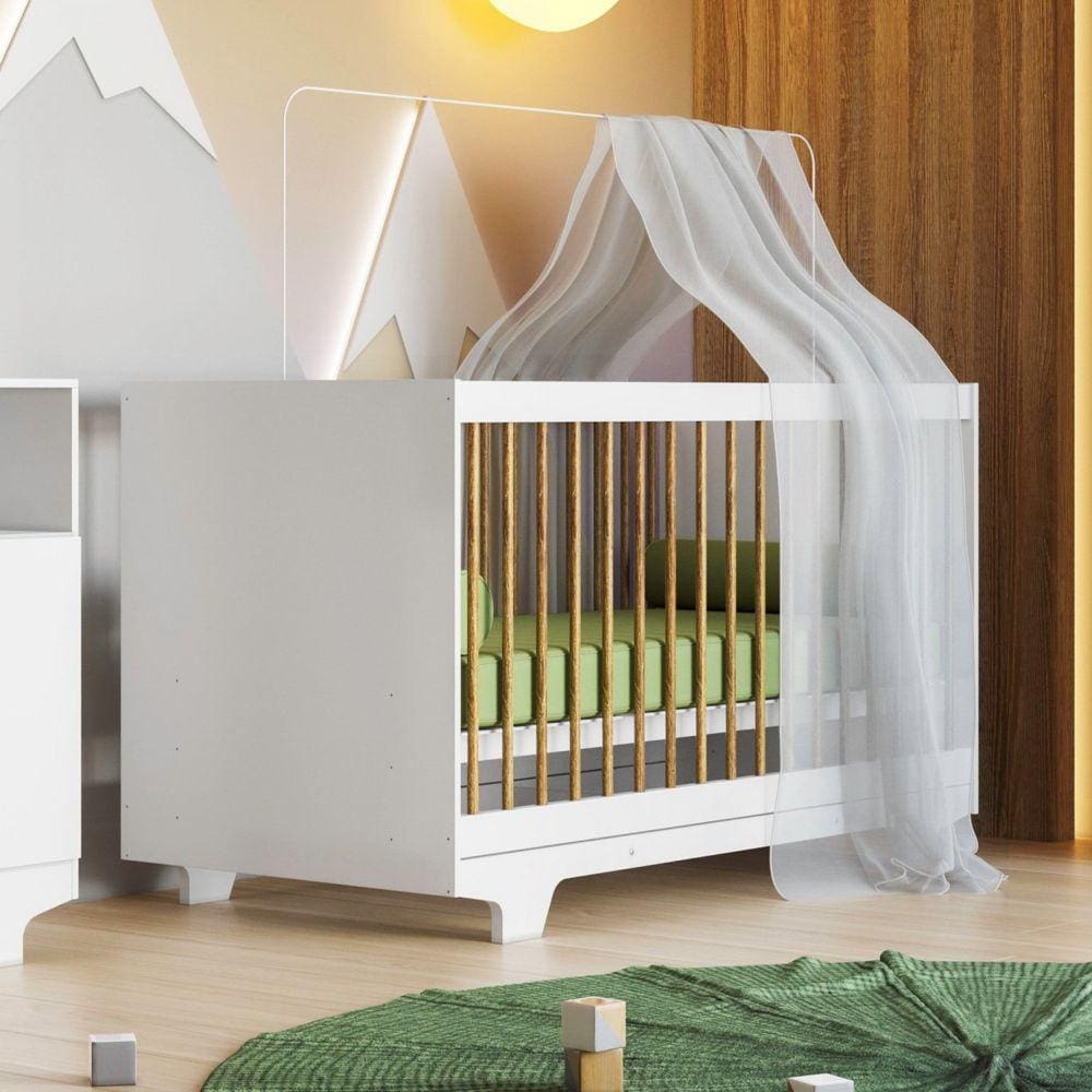 Berço Mini Cama 100% MDF Flocos Tigus Baby Branco