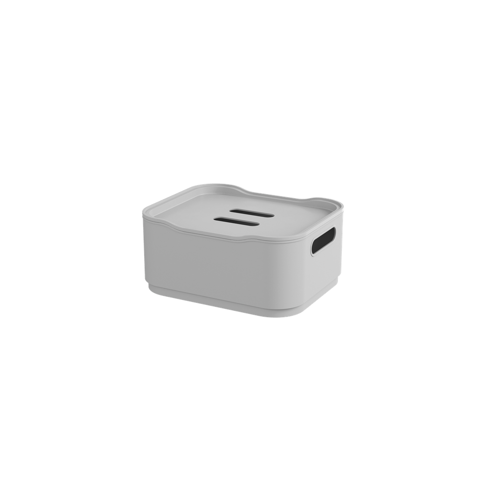 Cesta Organizadora com Tampa Pequena Coza Fit 18,5 x 15 x 8,3 cm Cinza Frio