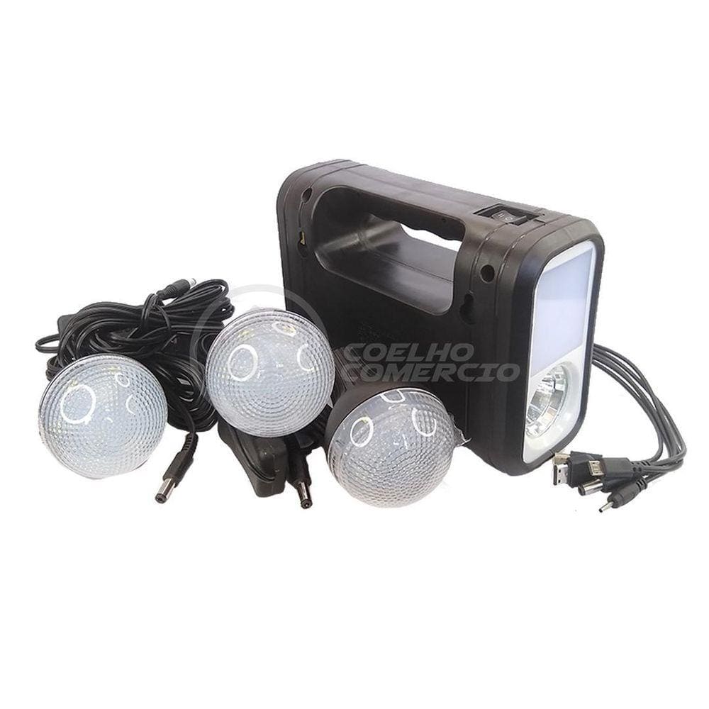 Kit Lanterna Placa Solar Carregador Portatil Energia