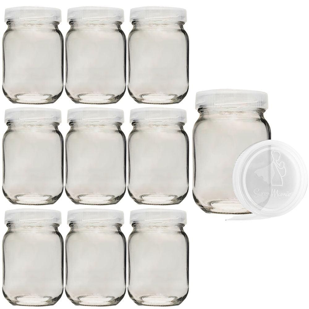 Potes Vidro para Armazenar Leite Materno Vidro Liso 200ml 10UND
