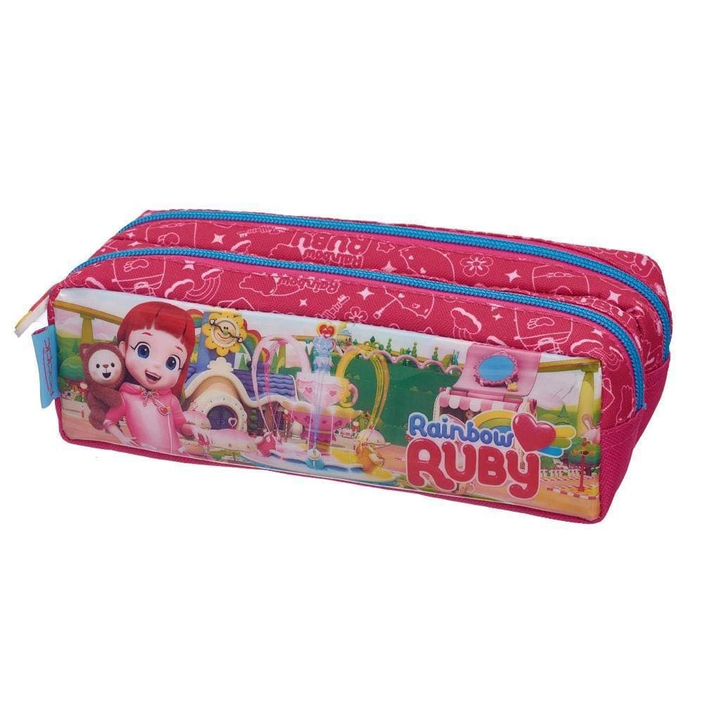 Estojo Duplo Escolar Rainbow Ruby Porta Lápis Infantil