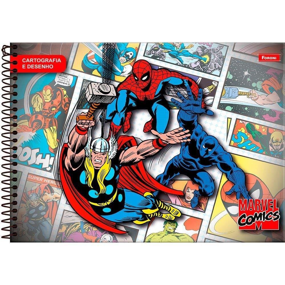 Caderno Cartografia Foroni Capa Dura Marvel 80 Folhas - Embalagem com 5 Unidades