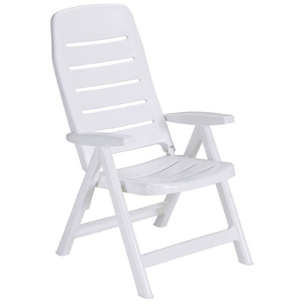 Cadeira Plastica Dobravel Com Bracos Iracema Branca Com Encosto Alto