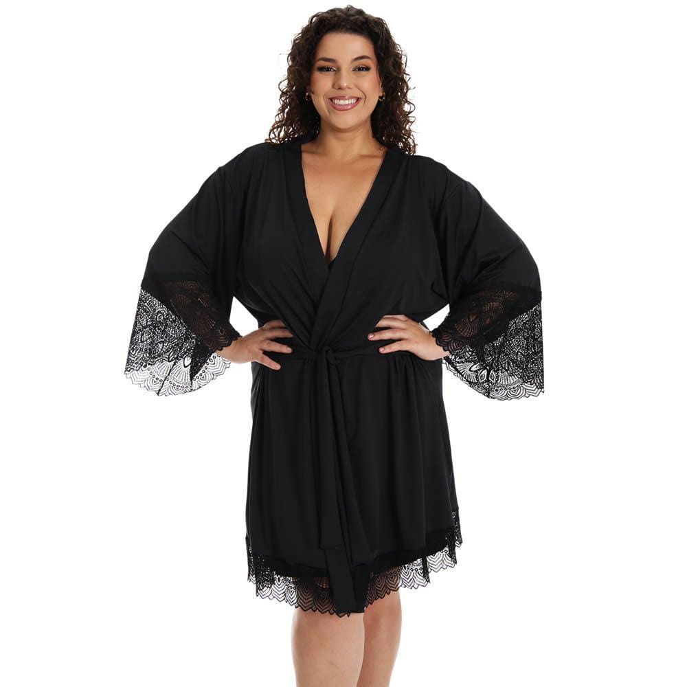 Robe Plus Size Confortável Lingerie Noite em Microfibra Estilo Sedutor - DRP301