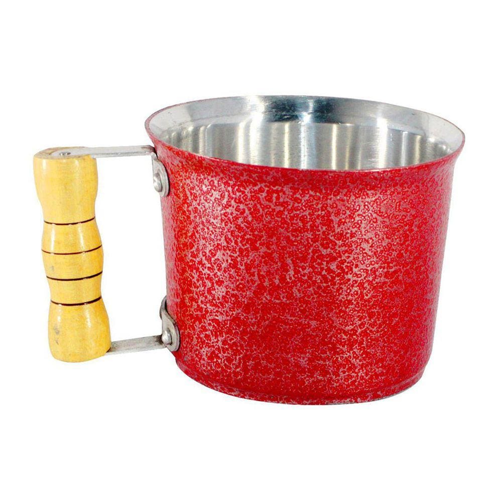 Canecão de Alumínio Fundido Craqueado Cabo Madeira 4 Vermelho Litros