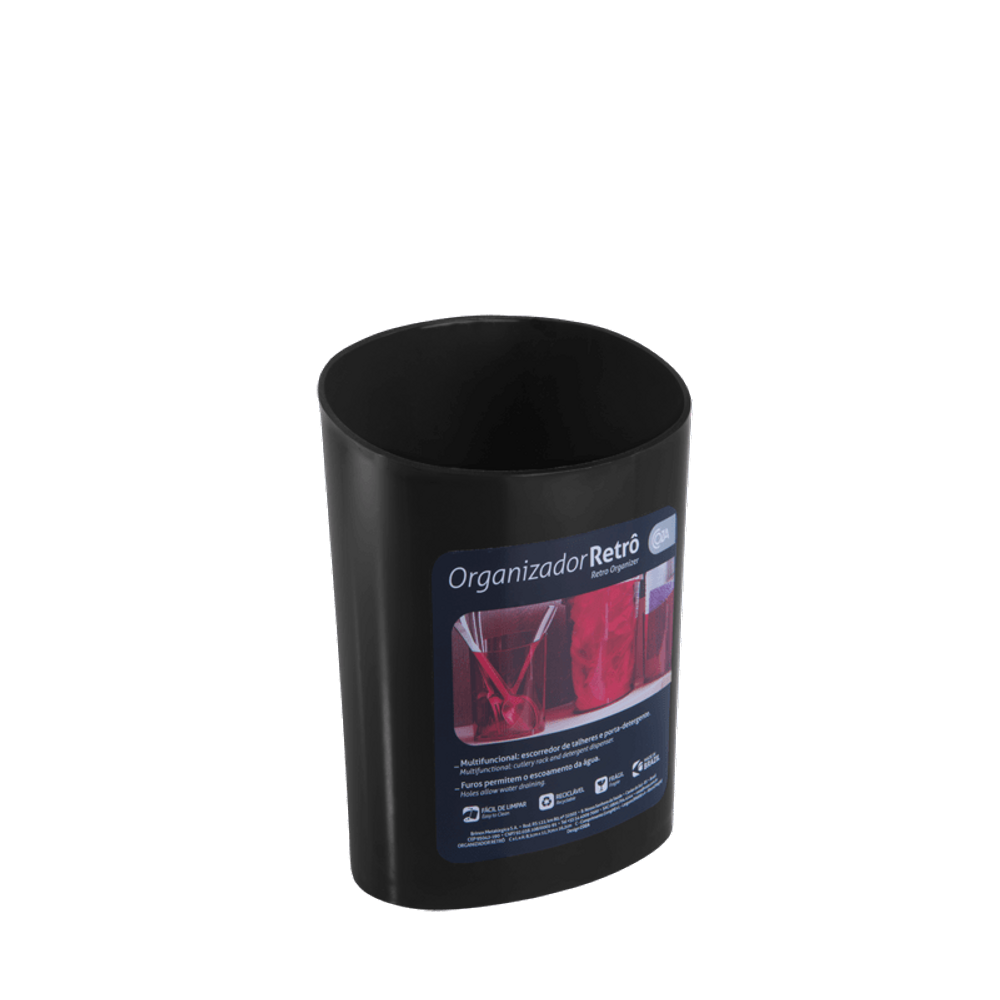 Escorredor De Talheres Coza Glass 11,7 x 8,1 x 16,2 cm Preto