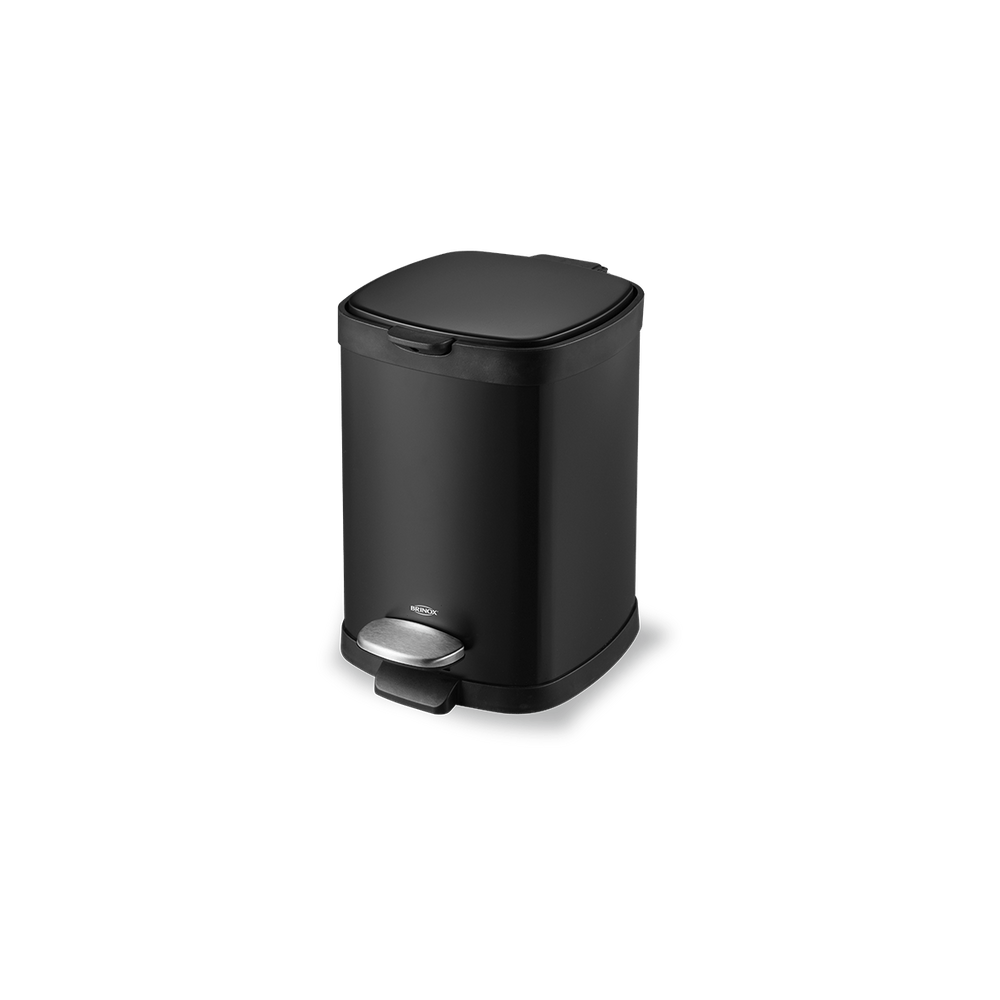 Lixeira Com Pedal Brinox Frame 6 Litros Em Aço Carbono Preto