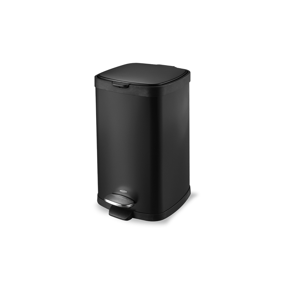 Lixeira Com Pedal Brinox Frame 12 Litros Em Aço Carbono Preto
