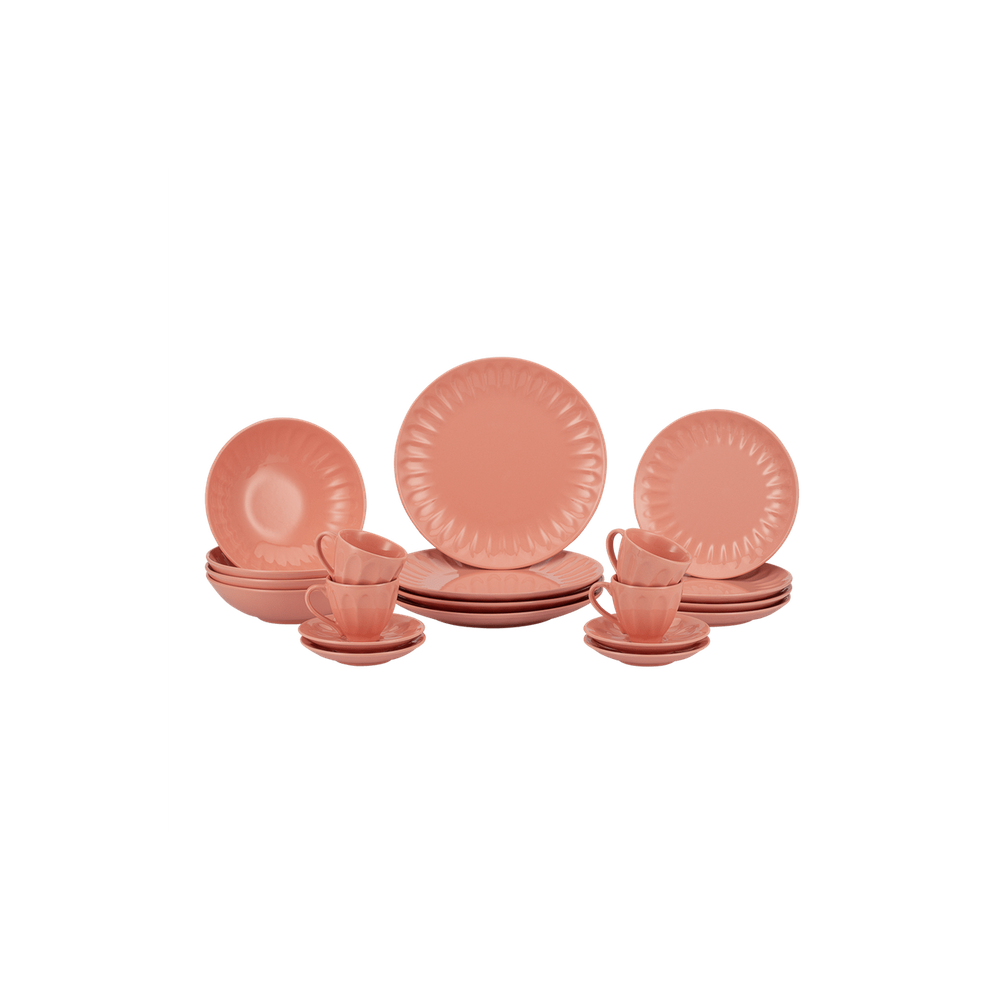 Aparelho De Jantar 20 Peças Em Cerâmica Haus Concept Decorato Coral