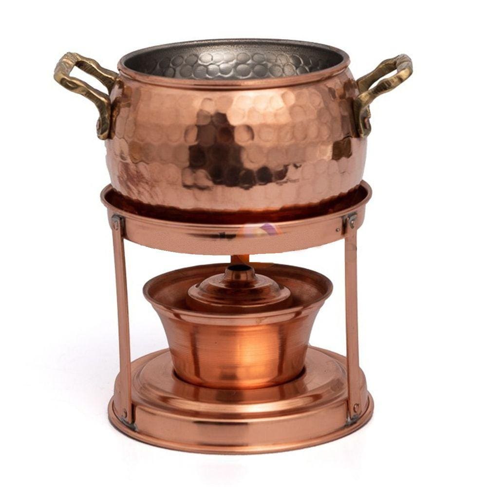 Rechaud Fogareiro Em Cobre Fondue Queijo e Chocolate 1400ml