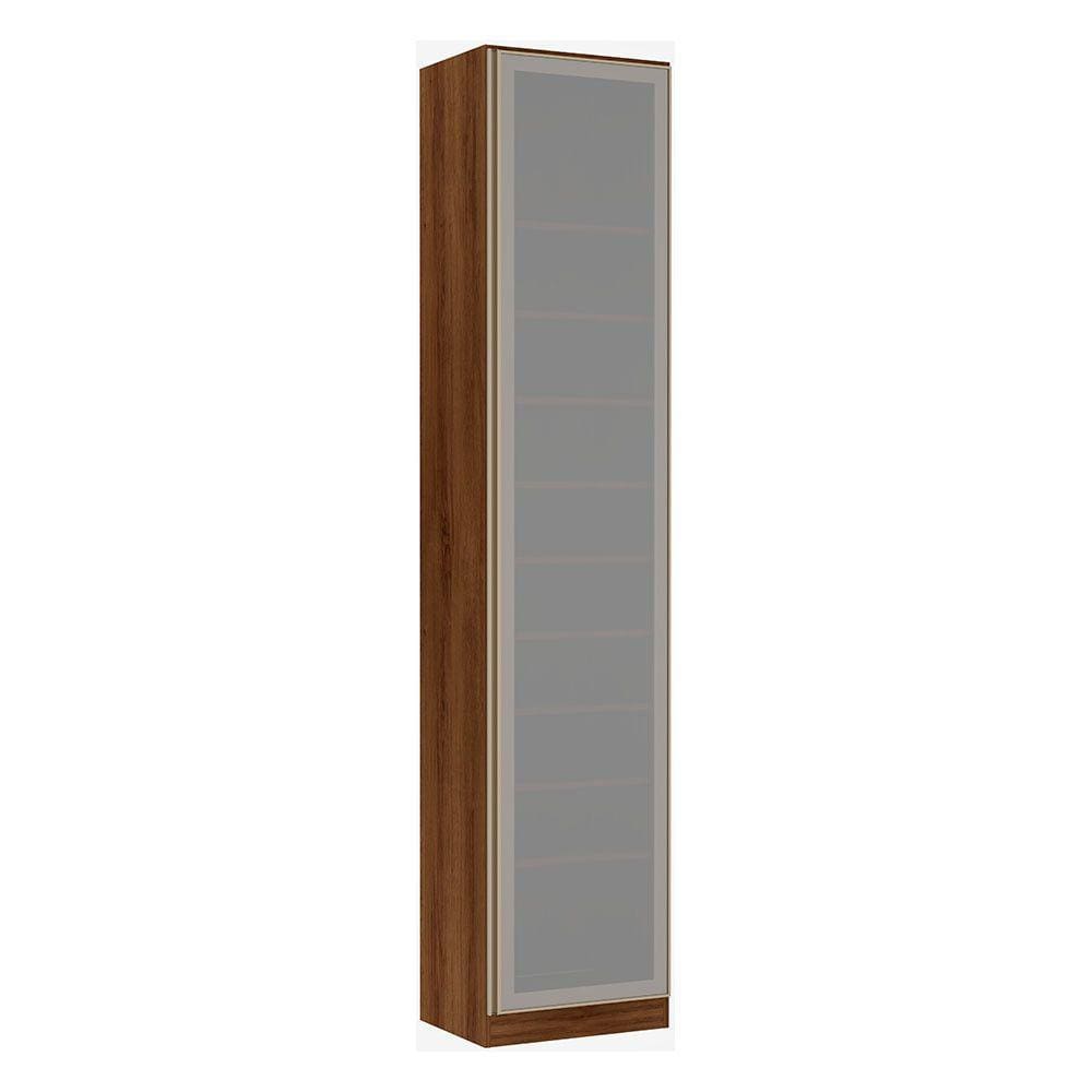 Guarda Roupa Sapateira 1 Porta Alumínio com Vidro Reflecta 9 Prateleiras 50cm Prime Luciane Móveis