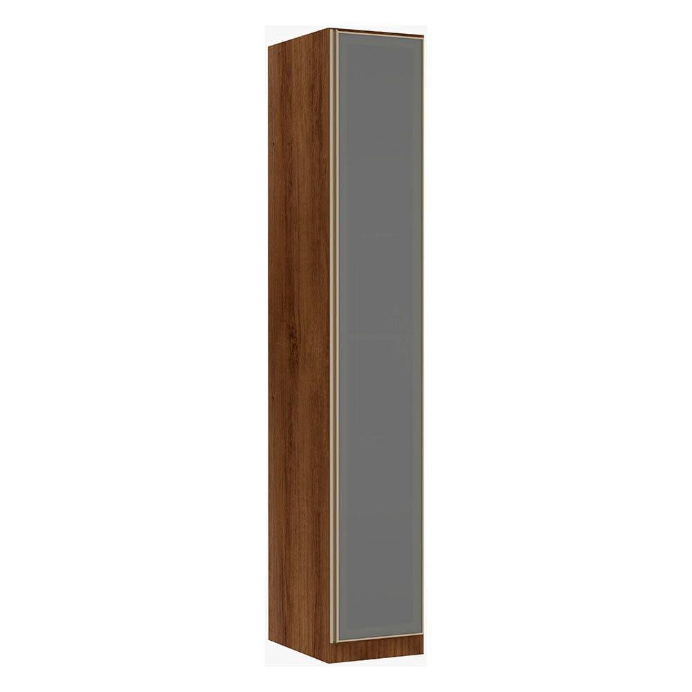 Guarda Roupa 1 Porta 40cm Alumínio Inox com Vidro Reflecta Prata Prime Luciane Móveis
