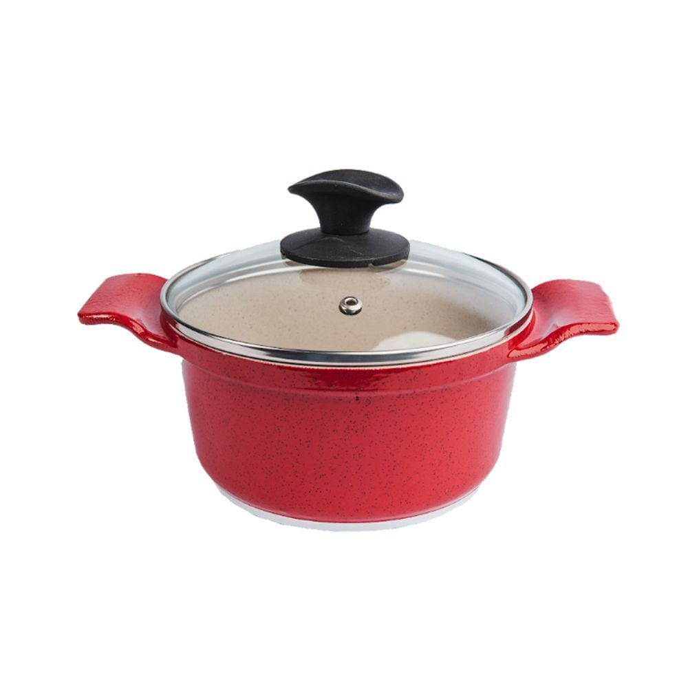 Caçarola Vermelha Antiaderente Marmorizada Javali AA 18cm