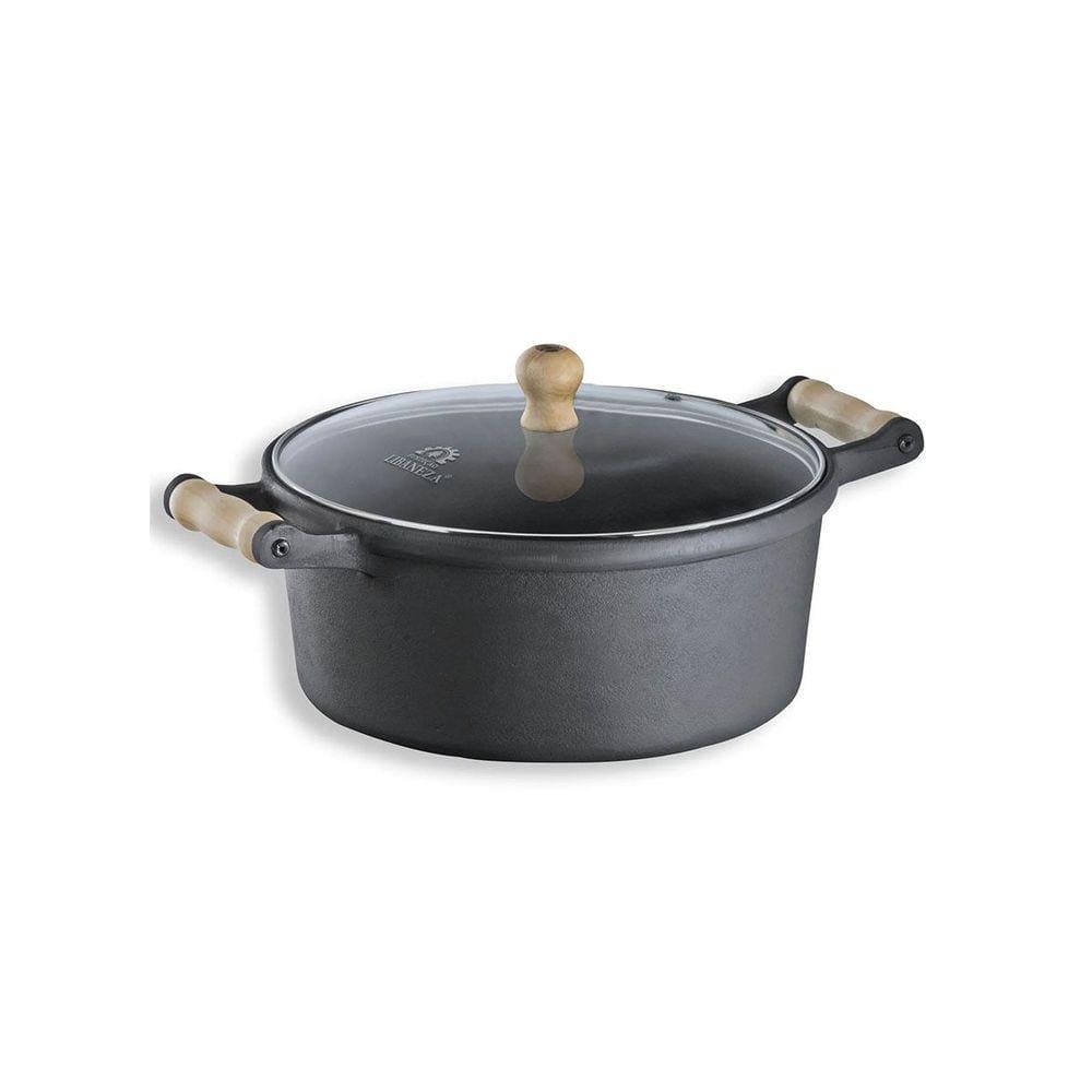Caçarola Alça De Madeira Tampa De Vidro 1,2 Litro 16cm