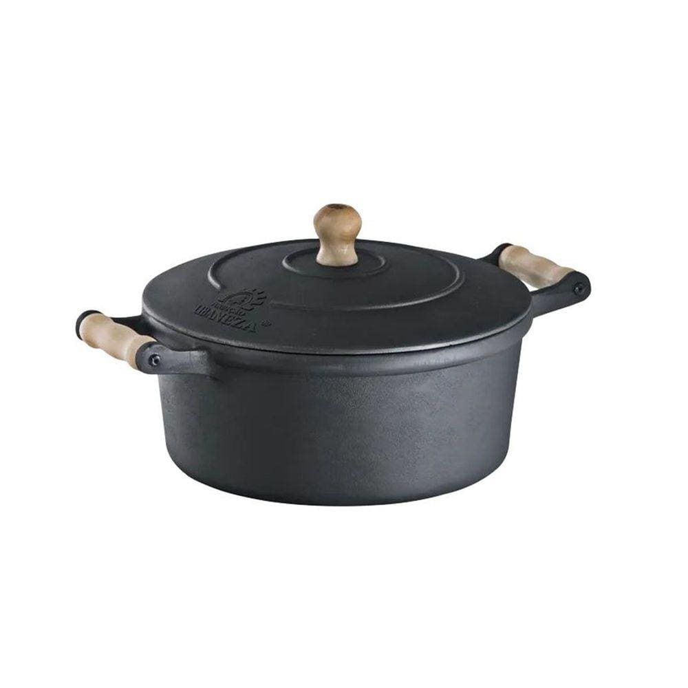 Caçarola Alça De Madeira Tampa De Ferro 6,5 Litro 28cm