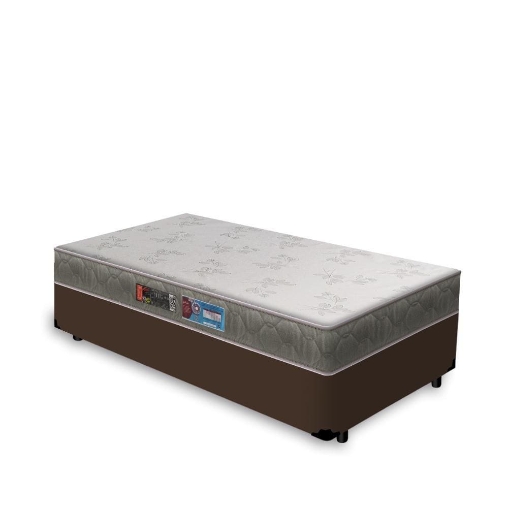 Cama Box Solteiro Marrom + Colchão de Espuma D33 - Castor - Sleep Max 78x188x43cm