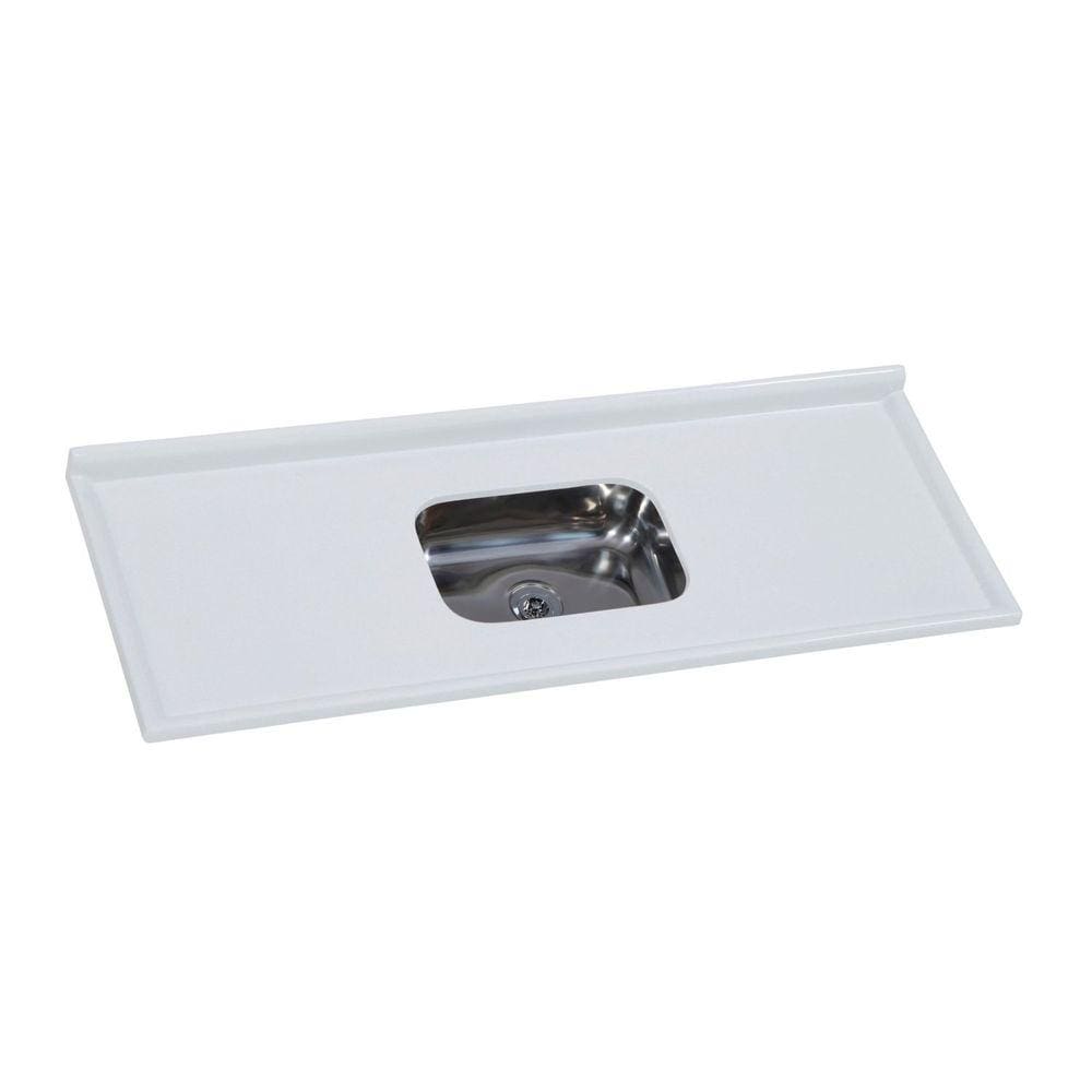 Pia de Cozinha em Mármore Sintético com Cuba em Aço Inox 150cmx55cm AJ Rorato Gelo
