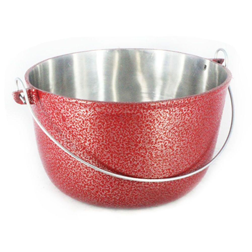Caldeirão Alumínio Fundido Craqueado Alça Galvanizada Vermelho 18cm