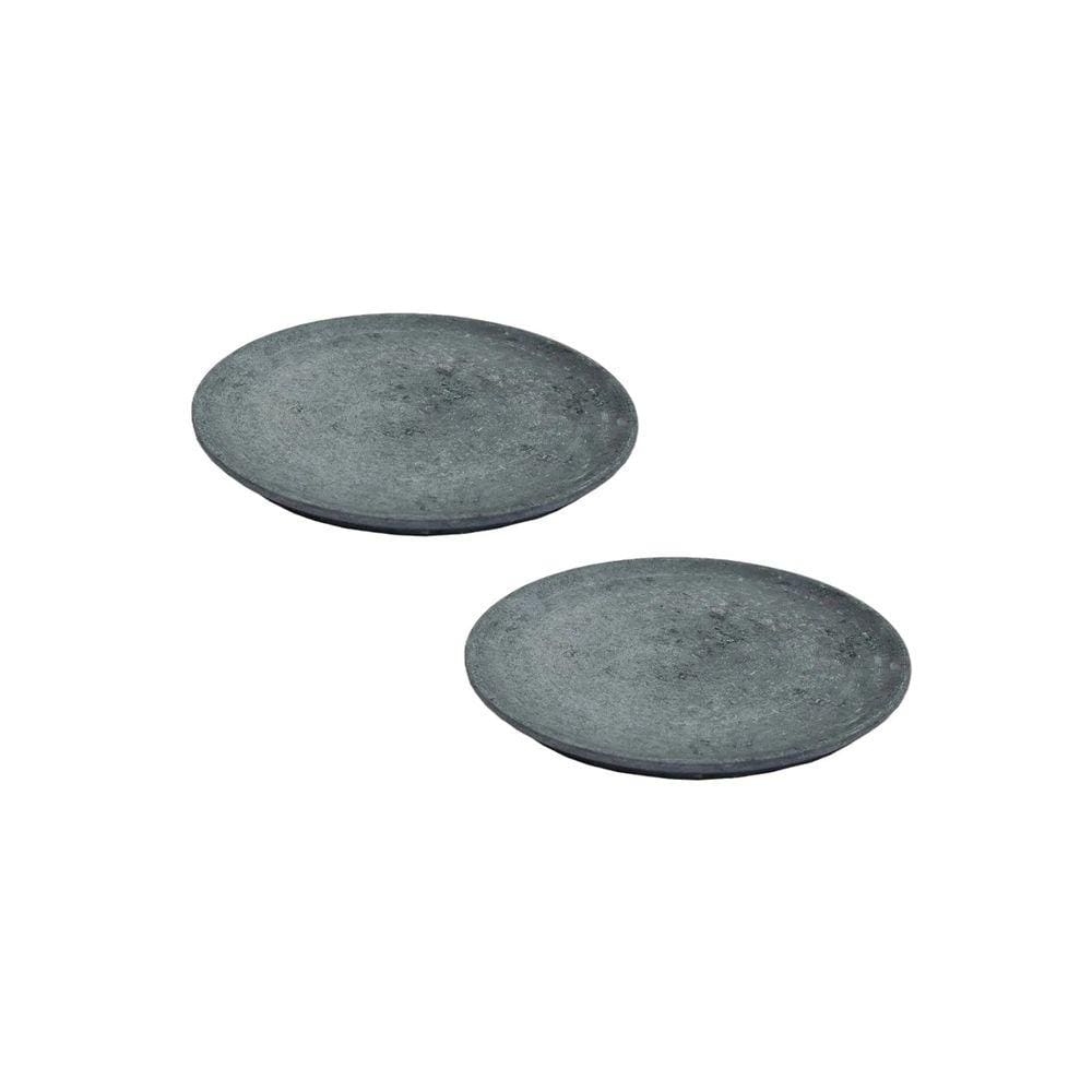 Kit 2 Pratos Raso Redondo Pedra Sabão Sobremesa e Bolos 18cm