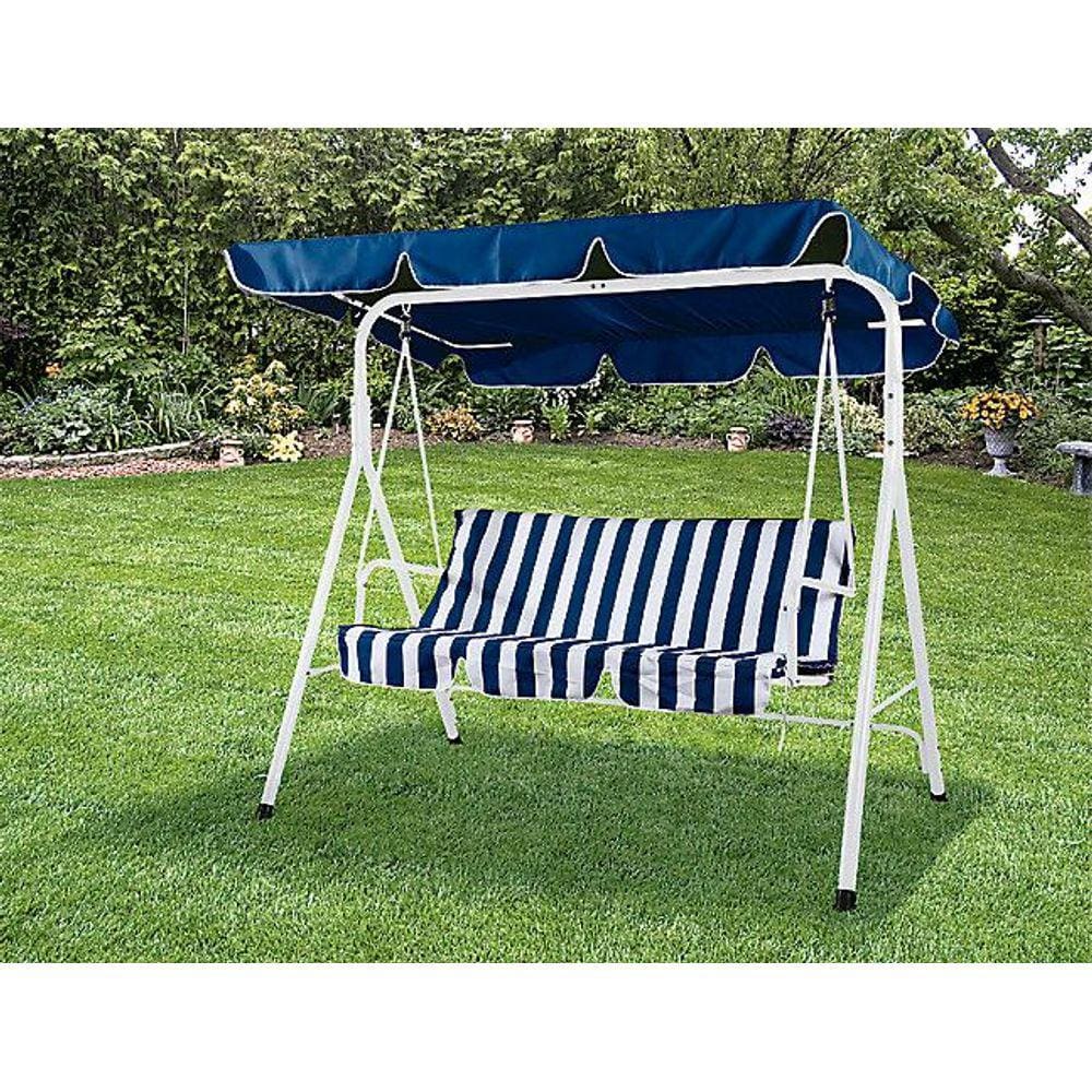 Banco de Balanço 3 Pessoas Listrada Azul 153x170x115cm Just Home Collection