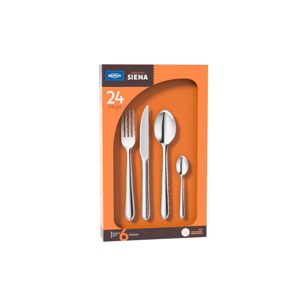 Faqueiro Brinox Siena 24 Peças Aço Inox