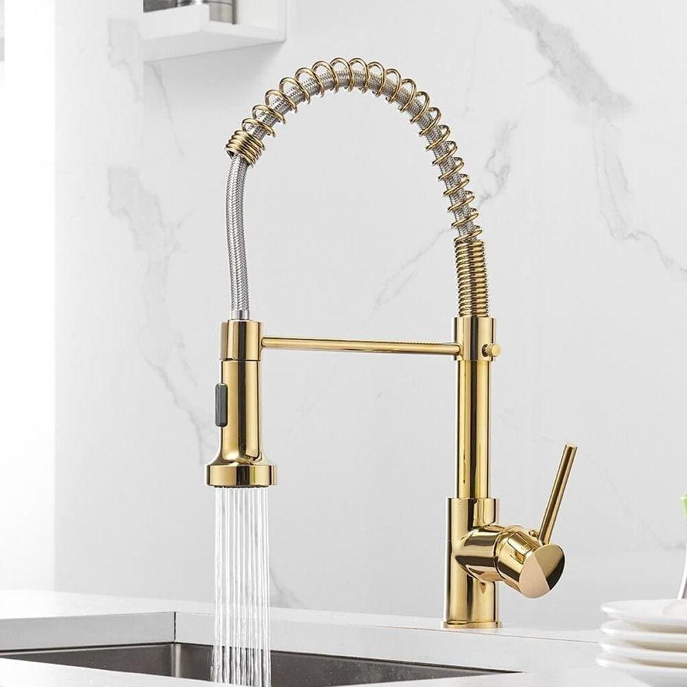 Torneira De Pia Cozinha Spray Misturador Monocomando Cuba Cascata Luxo Dourado 9109d Luuk Young