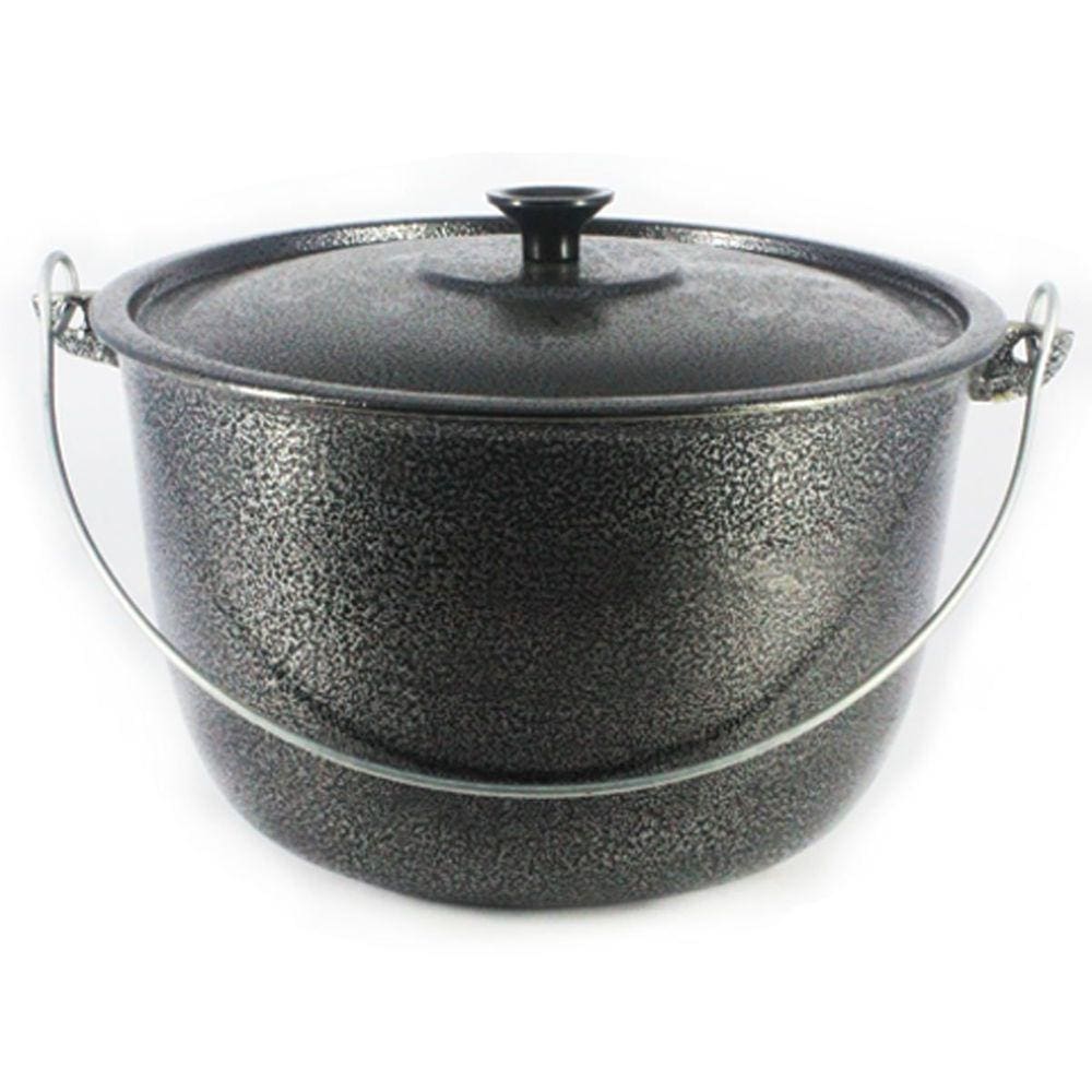 Caldeirão Alumínio Fundido Craqueado Alça Galvanizada Preto 16cm