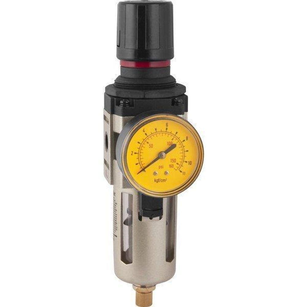 Filtro Regulador De Pressão 1/4 Npt Corpo Metálico Dreno Au
